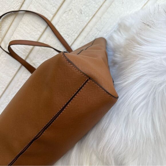 MICHAEL KORS Acorn Leather Jet Set Tote Shoulder Bag Raven Laptop Work - Picture 10 of 12